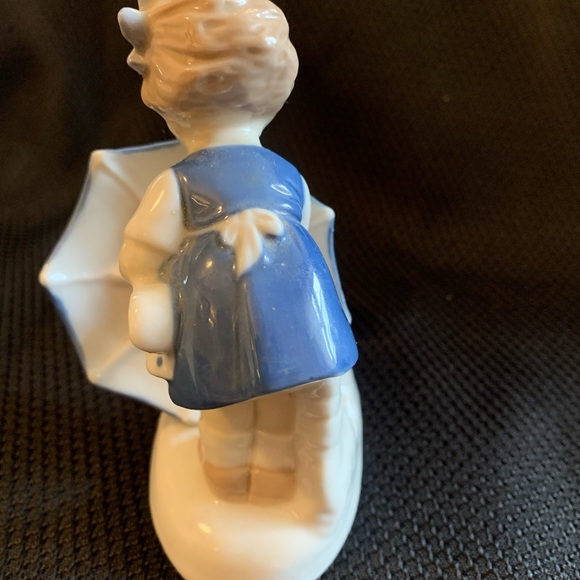 Vintage Carl Schneider Grafenthal Porcelain Figurine Girl Goose Umbrella 1950s - Picture 5 of 8